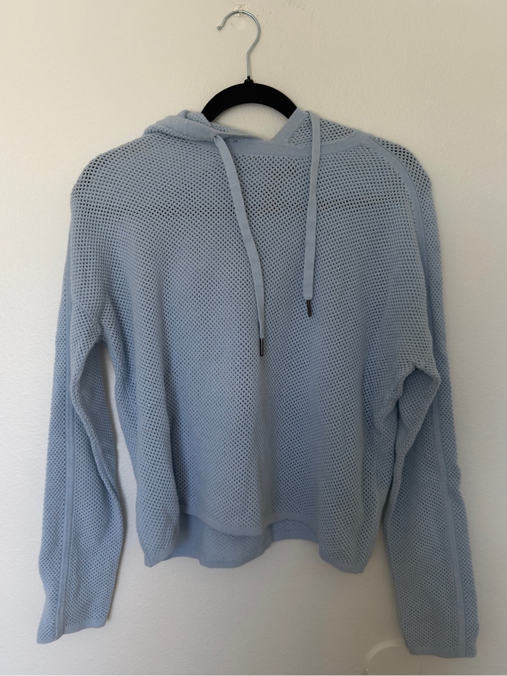 Sweaty Betty Light Blue Knit Hoodie Sweater for Women